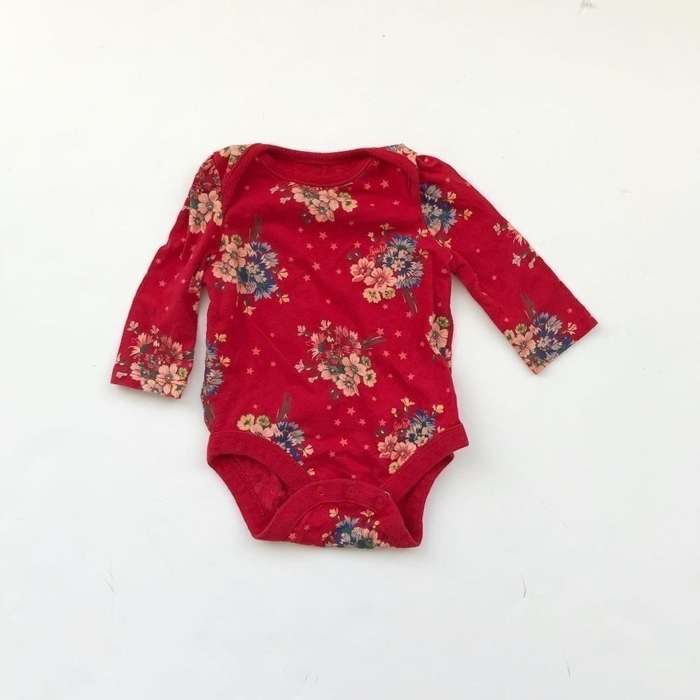 Babygap red floral diaper shirt EUC 3-6 months